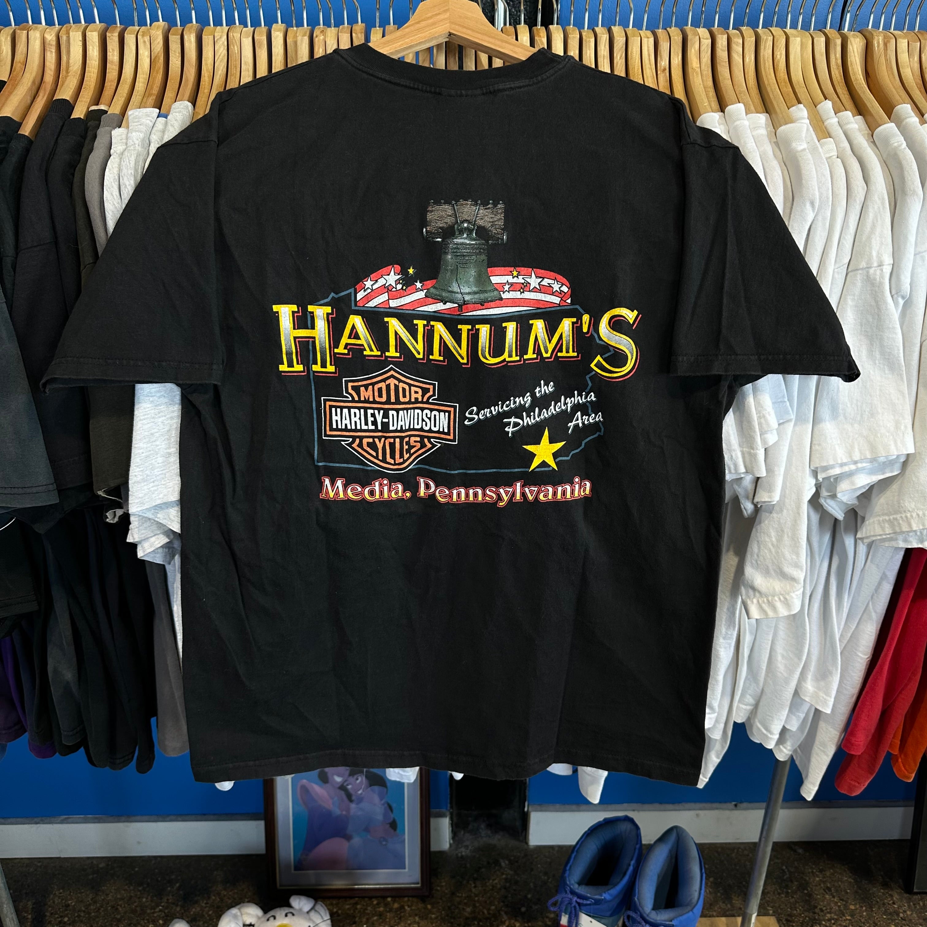 Harley Davidson Liberty Bell Media, Pennsylvania  Pocket T-Shirt