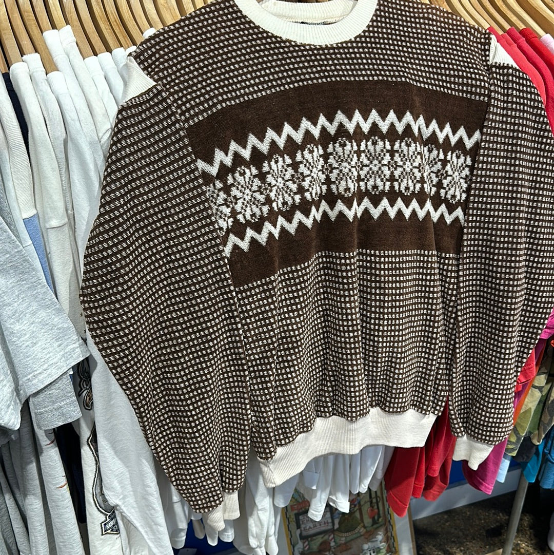 Velour Campus Patterned Velour Crewneck Sweatshirt
