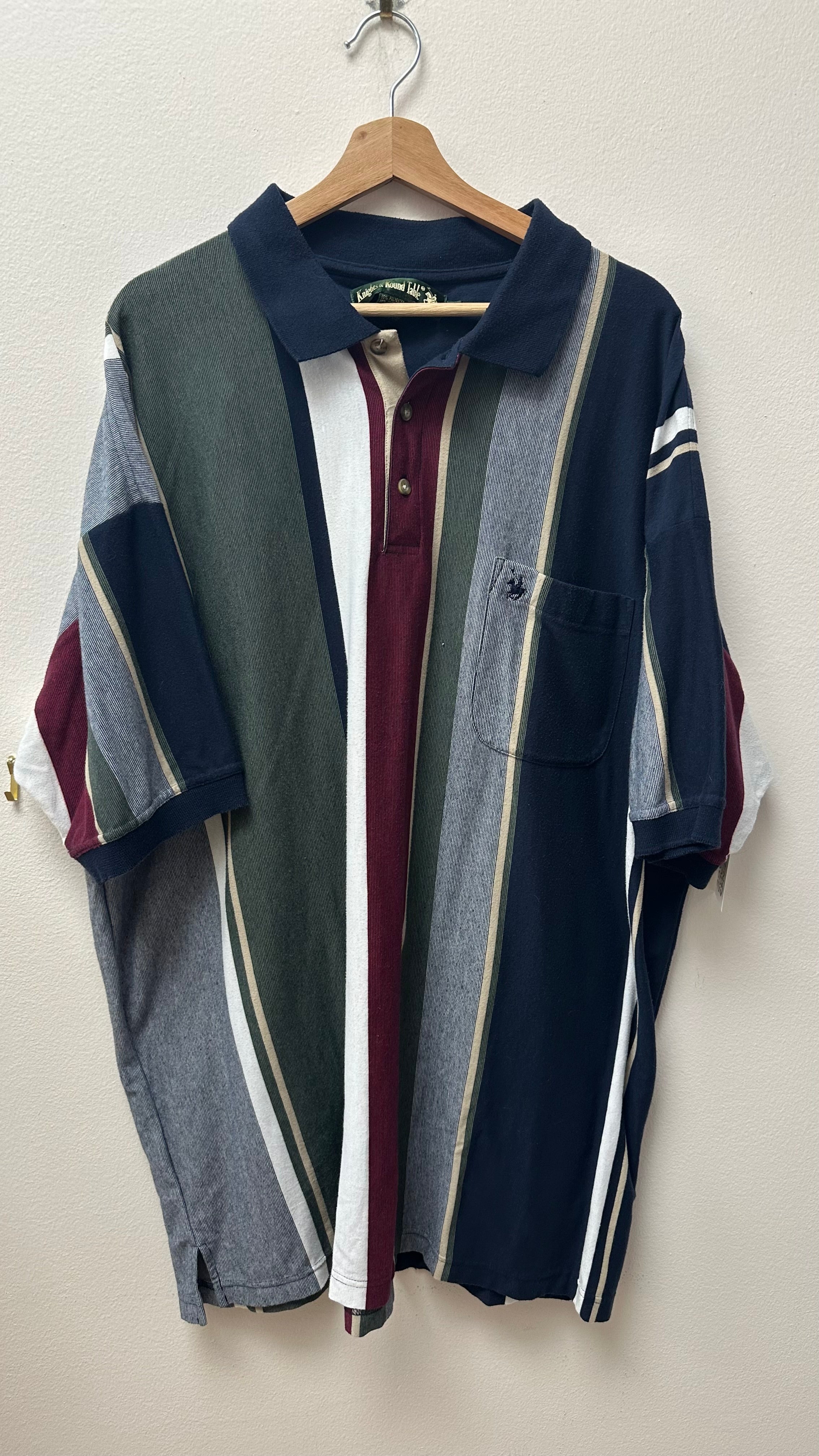 Knights of the Round Table Striped Polo Button-Up