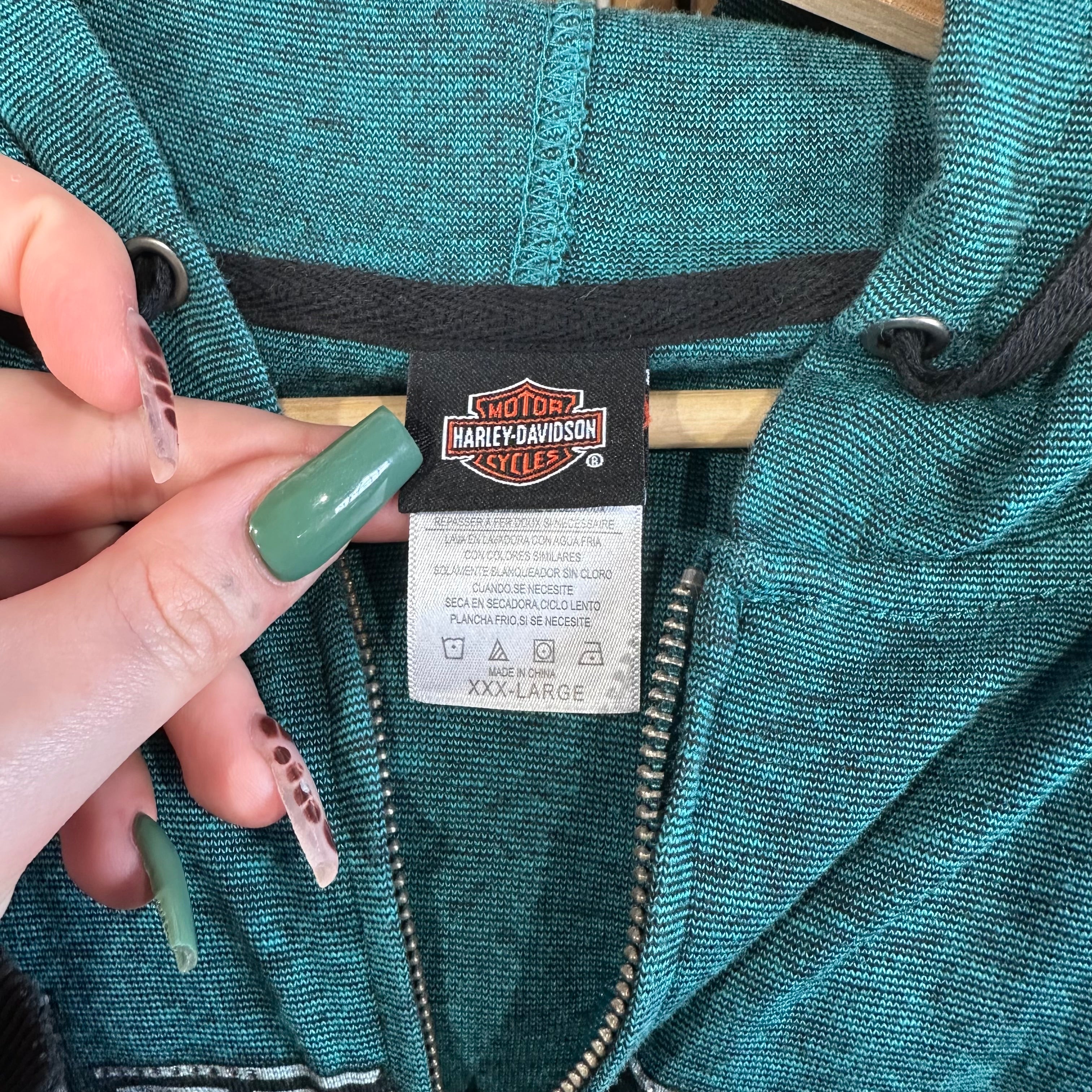 Femme Harley Davidson Rhinestone Zip-Up Hooded Sweatshirt
