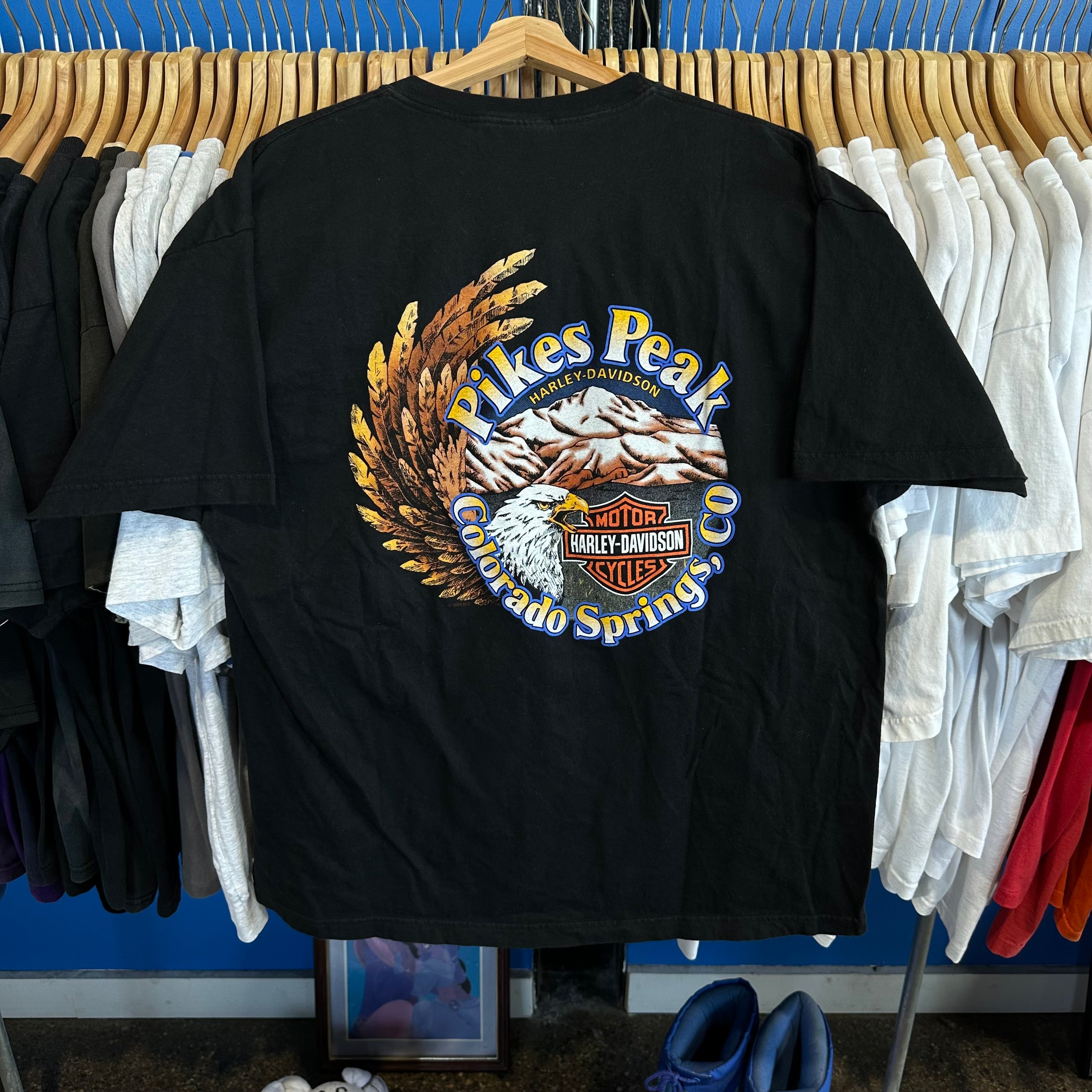 Harley Davidson Flame Spellout Colorado Springs, CO T-Shirt