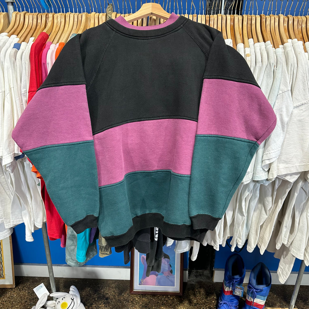 Black/Green/Pink Color-block Crewneck Sweatshirt