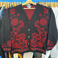 Load image into Gallery viewer, Pendleton Red Paisley Button Up Cardigan Sweater
