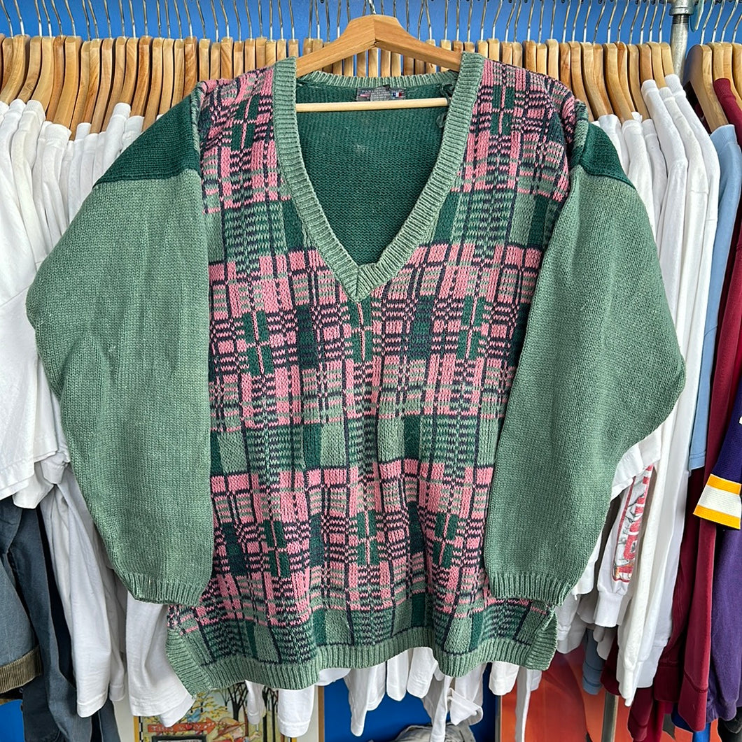 Pink Plaid Paris Sports Club Sweater