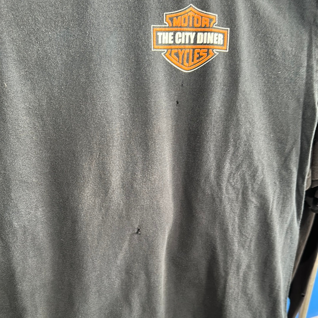 The City Diner Flame Harley Davidson Long Sleeve T-Shirt