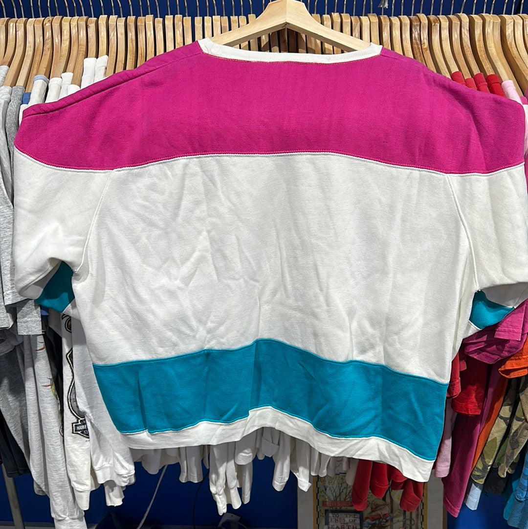 Color Block Pink Teal Crewneck Sweatshirt