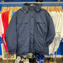 Load image into Gallery viewer, REI Navy Blue Down Hooded Jacket
