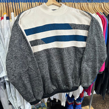 Load image into Gallery viewer, Static Gray White &amp; Blue Color Block Collared Crewneck Sweatshirt

