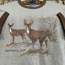 Load image into Gallery viewer, Brownsville MN Deer Scene Ringer T-Shirt
