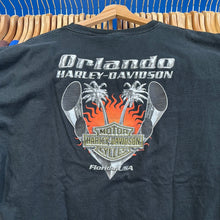 Load image into Gallery viewer, Flaming Harley Spellout T-shirt
