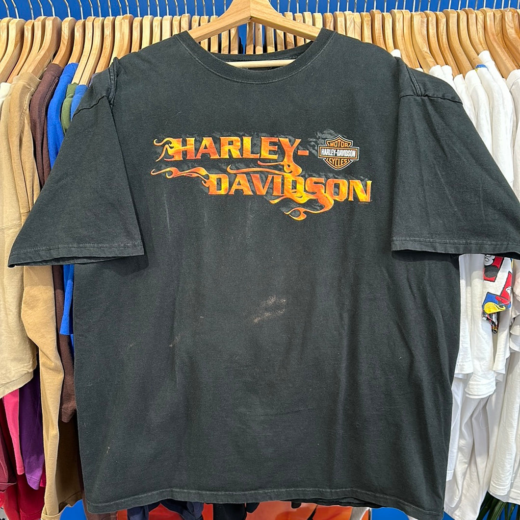 Flaming Harley Spellout T-shirt