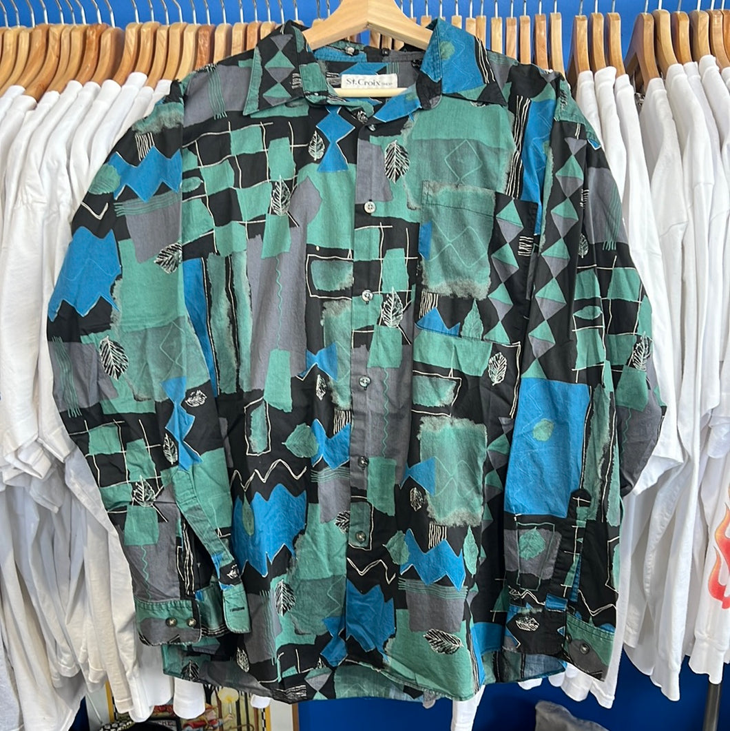 St. Croix Dark Leaf Cotton Button Up