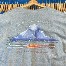 Load image into Gallery viewer, Grey Flaming Crest Harley Spellout T-Shirt

