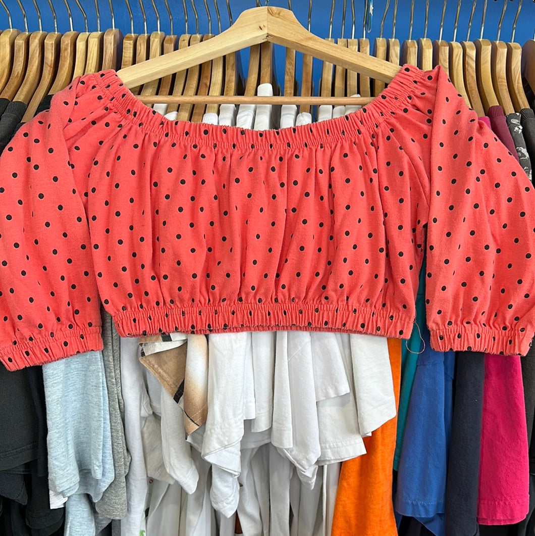 Polka Dot 3/4 Sleeve Femme Crop Top