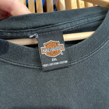 Load image into Gallery viewer, Flaming Harley Spellout T-shirt
