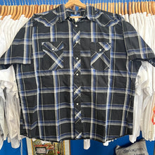 Load image into Gallery viewer, Wrangler Black &amp; Blue Western Button Up
