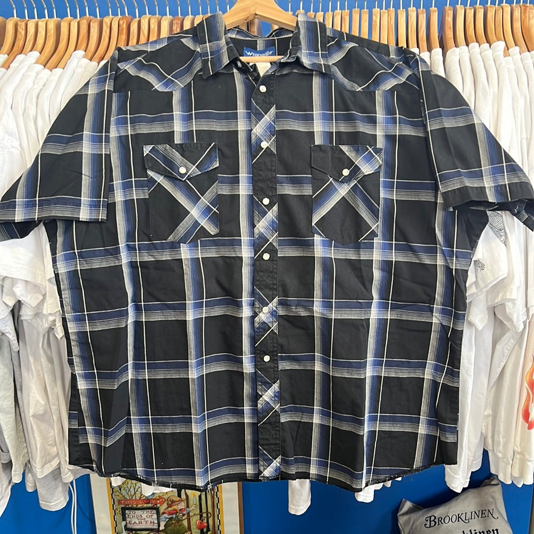 Wrangler Black & Blue Western Button Up
