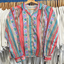 Load image into Gallery viewer, Bright Patterned Silk Button Up
